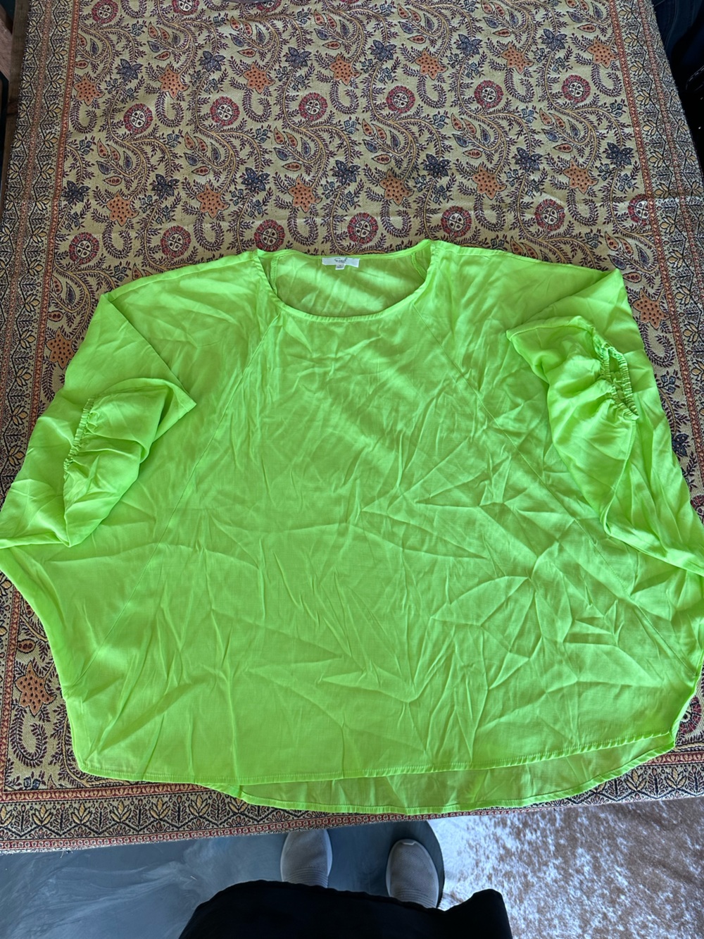 Neon Green Women’s Blouse - Lightweight Short Sleeve Top